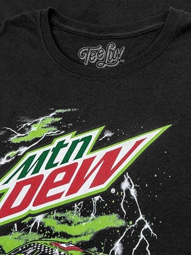 Tee Luv Men's MTN Dew Racecar T-Shirt - Mountain Dew Soda Logo Racing Shirt thumbnail 3
