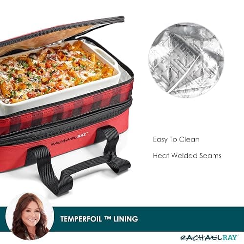 Rachael Ray Expandable Insulated Casserole Carrier for Hot or Cold Food, Thermal Lasagna Lugger Tote for Potluck, Parties, Picnic, and Cookouts, Fits 9" x 13" Baking Dish thumbnail 3