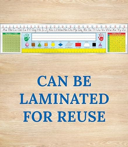 Carson Dellosa Education 36PC Traditional Manuscript Name Plate for Desk, Nametags with Alphabet, Number Line, Addition & 100 Chart, Ruler, and More Classroom Essentials, School Labels for Desk Decor thumbnail 6