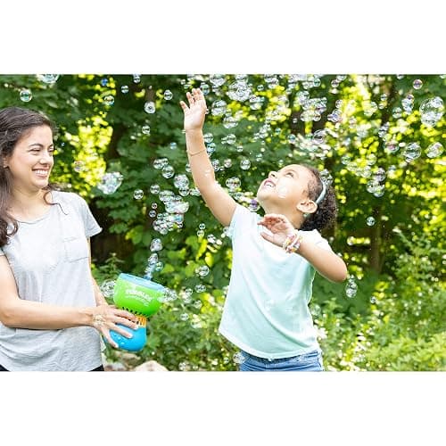 FUBBLES NO Spill Funfiniti Bubble Machine | Blows One Hour of Non Stop Bubbles | Amazon Exclusive Toy Set Includes 36oz of Non Toxic Refill Solution (Bubble Solution Bottle Colors Will Vary) thumbnail 10