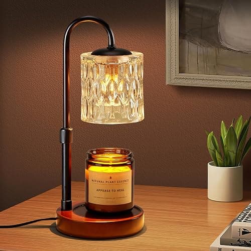 Briever Dimmable Candle Warmer Lamp with Timer, Height Adjustable Electric Candle Wax Warmer, Christmas Birthday Gifts for Women Mom, House Warming Gifts New Home Room Decor, Walnut Solid Wood Base - Image 1