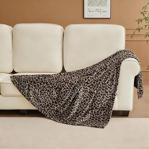 Edenleaf Leopard Print Blanket Fleece Throw for Bed Sofa Travel and Camping, Super Soft Cozy Fluffy Plush Cheetah Print Blanket for All Seasons 50"x60" (Mocha Brown) thumbnail 6