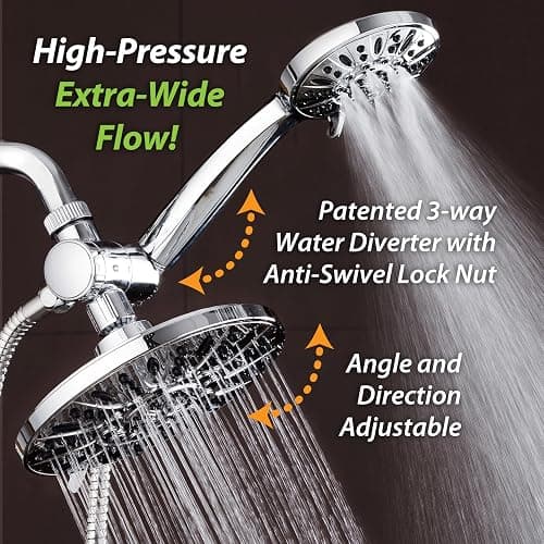 AquaDance for California - 7" Premium High Pressure 3-Way Rainfall Combo for Best of Both Worlds - Enjoy Luxury 6-Setting Rain Showerhead and Hand Held Shower Separately or Together - Chrome Finish thumbnail 4