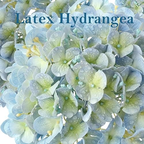 SUMTIPHUN 4 Pcs 20'' Real Touch Hydrangeas 2 White 2 Light Blue Artificial Hydrangeas Flowers Faux Latex Hydrangea for Kitchen Living Room Porch Home Decor Baby Shower Party Wedding Table Centerpiece thumbnail 3