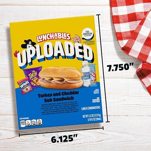 Lunchables Uploaded Sub Sandwich Snack Kit, Turkey Cheddar, 16.1 oz | 14g Protein, A Sub Sandwich Snack Kit with Oscar Mayer Turkey & Kraft Cheddar Cheese, Great for Lunches & Grab- thumbnail 7