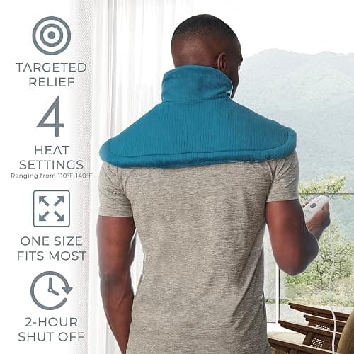Pure Enrichment PureRelief Neck & Shoulder Heating Pad - 4 Heat Settings, Auto Shut-Off, Universal Fit, Magnet Closure, Soft Micromink, Storage Bag, 5-Year Warranty, Machine Wash (Turquoise Blue) thumbnail 3