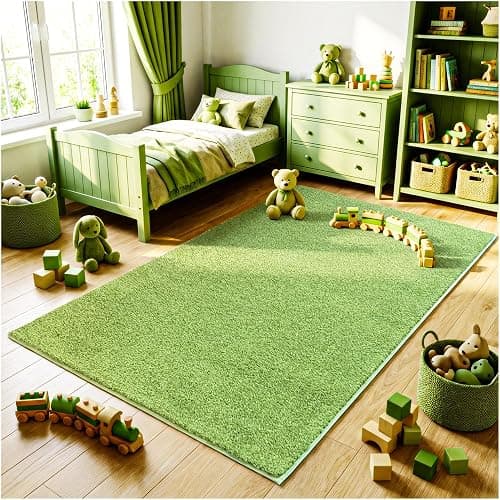 KOECKRITZ Soft & Colorful 4' x 4' Kids Classroom Area Rug – Cozy Playroom Carpet for Nursery, Daycare & Preschool, Flammability Pill Test Passed (Lime) thumbnail 2