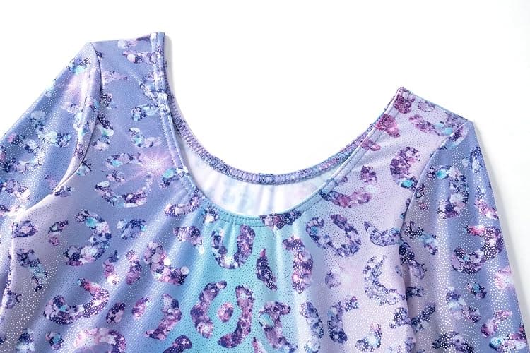 Zaclotre Gymnastics Leotards for Girls Long Sleeve Sparkly Dance Unitards Biketards with Tumbling Shorts thumbnail 2