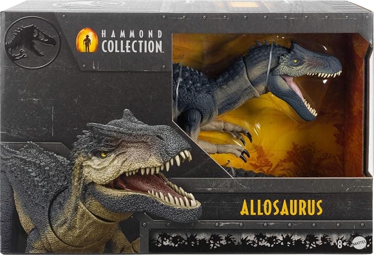 Mattel Jurassic World Hammond Collection Allosaurus Dinosaur Figure | Premium Design Action Figure, Glass Eyes & Wired Tail, 19 Points of Articulation, 17-inch long thumbnail 3