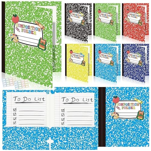 Cinrobiye 24 Pack Inspirational Composition 2 Pocket Folders Decorative Pocket Folder Motivational Letter Size Kids Folders File with Pockets for Office Home Homework Documents - Image 1