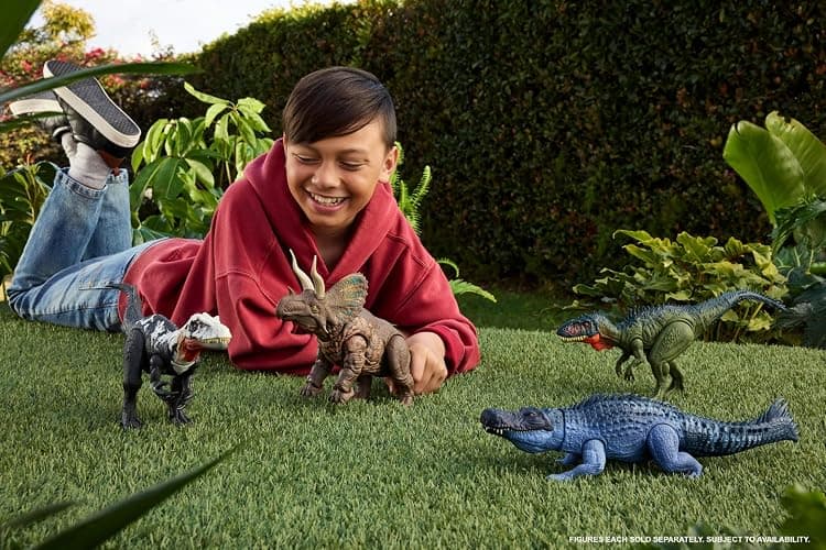 Mattel Jurassic World Rebirth Gigantic Thrashers Dinosaur Figure, Purussaurus Large Species Toy, 2 Rampage Attacks, Digital Play thumbnail 2