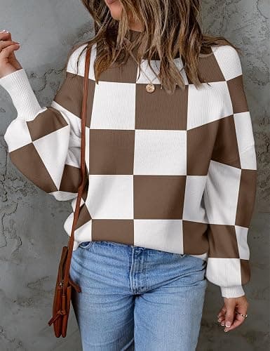 ZESICA Women's 2025 Fall Fashion Turtleneck Long Sleeve Striped Ribbed Knit Loose Pullover Sweater Tops thumbnail 2