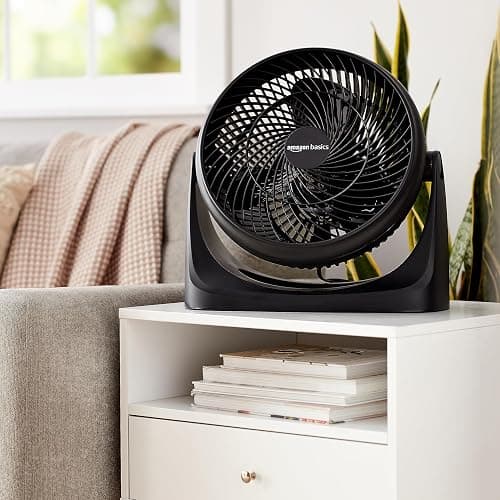 Amazon Basics Air Circulator Fan, Desk Fan for Bedroom, Home and Office, With 90-Degree Tilt Head, 3 Speed Settings, Lightweight (4.2 LBS), 70 Watts, Black, 14.8"Wx7.6"Dx14.1"H thumbnail 2