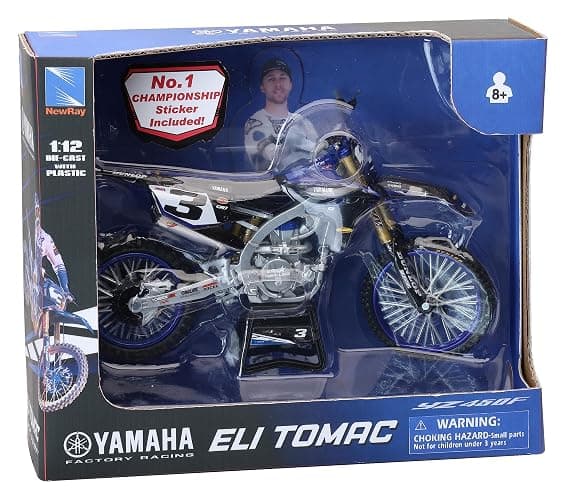 Yamaha YZ450F Championship Edition Motorcycle #3 Eli Tomac Yamaha Factory Racing 1/12 Diecast Model by New Ray thumbnail 2