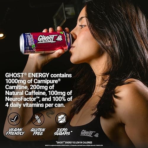 GHOST Energy Drink - 12-Pack, Welch's Grape-Cran, 16oz Cans - Energy & Focus & No Artificial Colors - 200mg of Natural Caffeine, L-Carnitine & Taurine - Gluten-Free & Vegan thumbnail 5