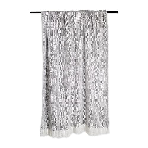 DII Rustic Farmhouse Throw Blanket with Decorative Tassles, Use for Chair, Couch, Bed, Picnic, Camping, Beach, & Just Staying Cozy at Home (50 x 60), Herringbone Stripe Gray thumbnail 4