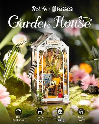 Rolife DIY Book Nook Kits for Adults-Garden House Bookshelf Insert Booknook-3d Puzzle Dollhouse Room Decor for Teen Girls Boys Women Men thumbnail 3