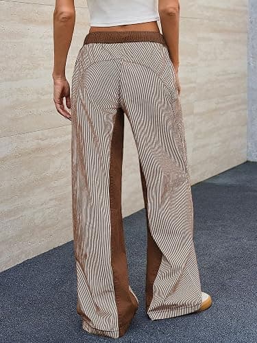 PEIHOT Low Rise Striped Pants for Women Pull On Drawstring Boho Wide Leg Jeans Trendy 2026 thumbnail 5