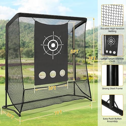 Golf Hitting Net, 10x7ft & 7x7ft Golf Practice Nets for Backyard Driving Chipping, Portable Heavy Duty Golf Impact Nets with Steel Frame, Indoor and Outdoor thumbnail 6