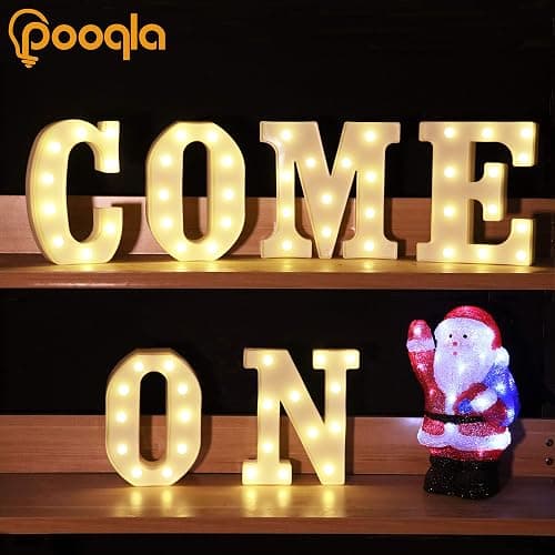 Pooqla LED Marquee Letter Lights Sign, Light Up Alphabet Letter for Home Party Wedding Decoration J thumbnail 5