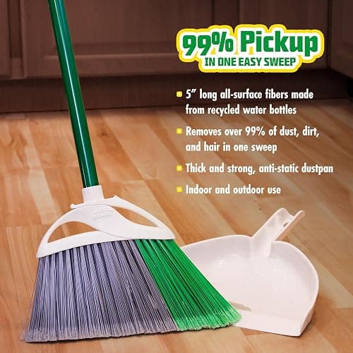 Libman FlexTech Broom with Dustpan Combo Set for Sweeping Indoor and Outdoor Floors, Pet, Dog Hair Broom, 55” Precision Angle Broom, 3 Piece Handle, 11" Wide, 10.25" Wide Dust Pan thumbnail 3
