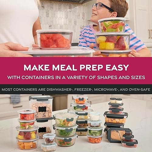 FineDine Glass Storage Containers with Lids - Leak Proof, Dishwasher Safe Glass Food Storage Containers for Meal Prep or Leftovers (Black, 24 Piece) - Black - 24 Piece thumbnail 8