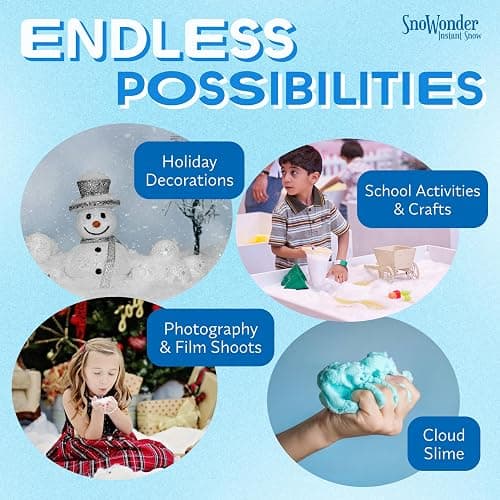SNOWONDER Instant Snow Fake Artificial Snow, Also Great for Making Cloud Slime - Mix Makes 2 Gallons of Fake Snow thumbnail 6