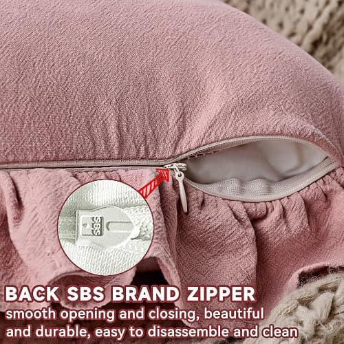 AmHoo Pack of 2 Throw Pillow Covers 100% Cotton Pre Washed Ruffle Decorative Pillowcase Cushion for Couch Sofa Bedroom 18 x 18-Inch Bridal Rose thumbnail 3