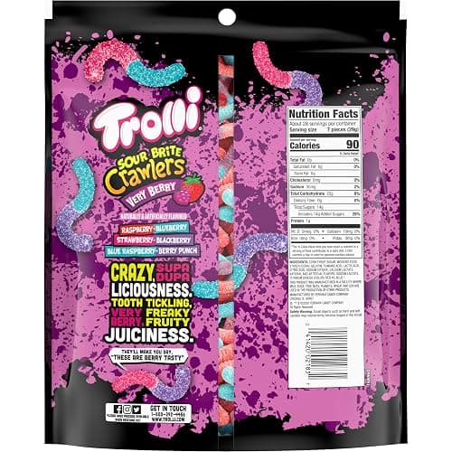 Trolli Sour Brite Crawlers, Very Berry, Sour Gummy Worms, 28.8 Ounce Resealable Bag thumbnail 9