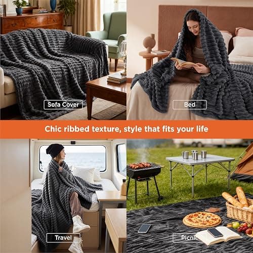 Bedsure GentleSoft Grey Fleece King Blanket for Couch - Cozy Soft Blankets for Women, Cute Small Throws for Girls, 108x90 Inches thumbnail 5