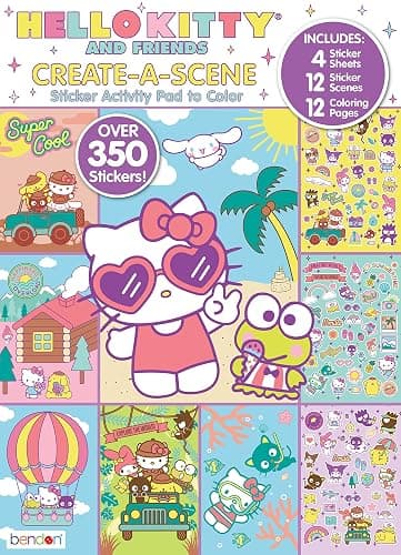 Bendon Hello Kitty and Friends Create a Scene Over 350 Stickers, Activity Pad to Color - Image 1