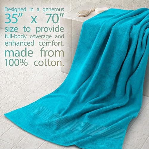 Cotton Paradise 100% Cotton Turkish Towel Set, Soft Absorbent Quick Dry, 2 Piece 35x70 Bath Sheet Set, Ocean Aqua thumbnail 2