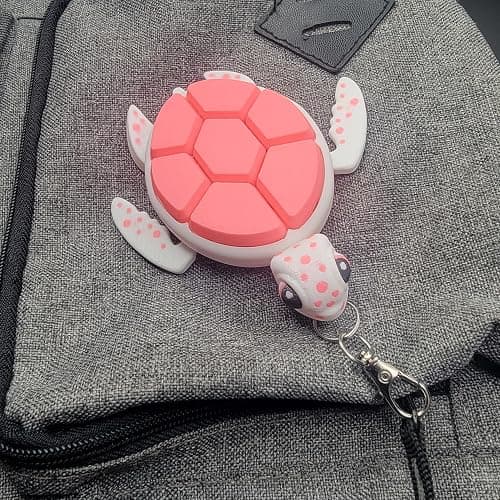 Geeps Makes Sea Turtle Fidget Clicker Bag Charm, Sensory Figure Keychain, Articulating Head, Flippers and Tail (White/Pink) thumbnail 2