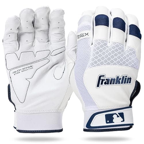 Franklin Sports MLB Baseball Batting Gloves - Shok-Sorb X Batting Gloves for Baseball + Softball - Adult + Youth Padded Non-Sting Batting Glove Pairs - Multiple Colors + Sizes - Image 1