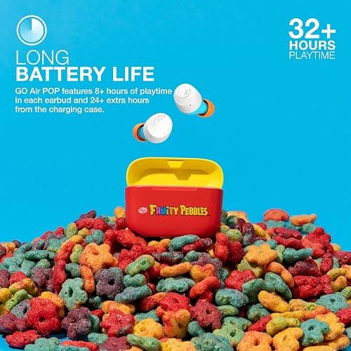JLab Go Air Pop True Wireless Bluetooth Earbuds & Charging Case, Fruity Pebbles, Dual Connect, IPX4 Sweat Resistance, Bluetooth 5 Connection, 3 EQ Sound Settings Signature, Balanced, Bass Boost - Fruity Pebbles thumbnail 3