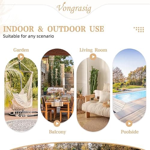 Vongrasig Outdoor Wicker Egg Chair PE Rattan Chair with Cushion, Oversized Patio Lounge Chair for Outdoor, Indoor, Balcony, Backyard, Garden, Beige thumbnail 8