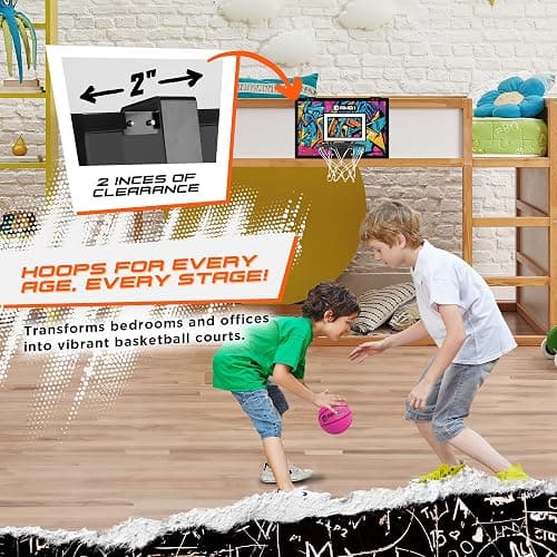 AND1 Over the Door Mini Basketball Hoop: 18x12 Shatterproof Backboard, 2 Mini Basketballs, and Hand Pump Included- Ultimate Indoor Basketball Accessory for Kids and Adults, No Tools Required thumbnail 6