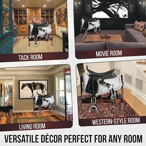 HOTCAN Pine Wood Saddle Rack – Ideal Saddle Stand for Western Horse Gear and Horse Tack Organizers, Suitable for Displaying Trophy Tack at Home - Walnut thumbnail 4