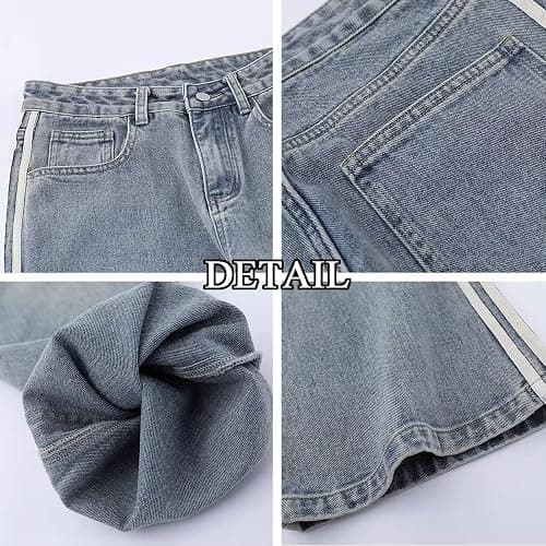 Mens Baggy Denim Jeans Casual Striped Pants Straight Wide Leg Jeans Oversized Hip Hop Pants Vintage Skater Track Jeans thumbnail 7
