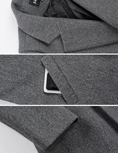 Tanming Women's Notch Lapel Double Breasted Wool Blend Mid Long Pea Trench Coat thumbnail 5
