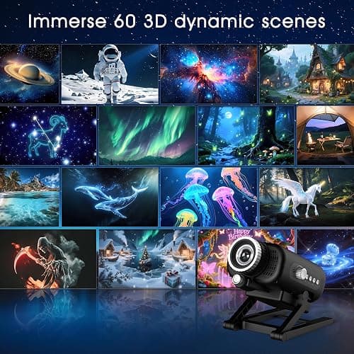 AIRIVO Visual Star Projector, 3D Dynamic Projector with 60 3D Scenes, Galaxy Projector with Bluetooth Speaker, Night Light Projector for Room Decor, Ideal Gift for Kids, Adults, Valentine's Day thumbnail 2