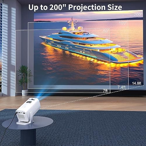 Mini Projector, Portable Outdoor Projector 4K Supported, Short Throw Movie Projector Compatible with Smartphone, TV Stick, Laptop, Game Consoles - Standard thumbnail 4