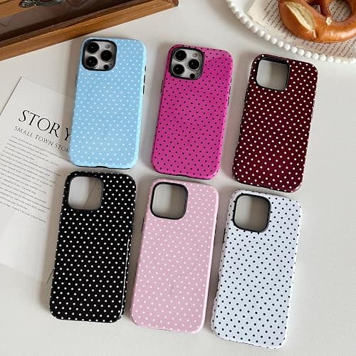 ⭐️ZTOFERA Magnetic Case for iPhone 16 Pro, Polka Dot Phone Case Cute for Girl Women, Compatible with Magsafe, Hard PC+Soft TPU Protective Phone Cover for iPhone 16 Pro-Wine Red thumbnail 4