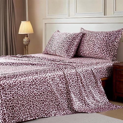 [Bed] Pink Leopard Print Sheets - Image 1