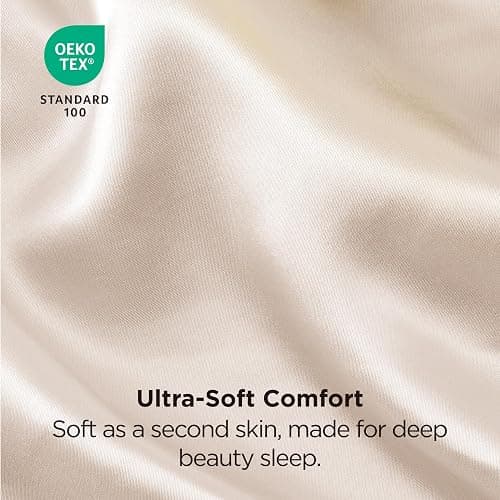 Bedsure Satin Pillowcases, Similar to Silk Pillow Cases Queen Size Set of 2, Cooling Pillow Case for Sleeping Women with Envelope Closure, Gifts for Women Men, Beige, 20x30 Inches, 2pcs thumbnail 5