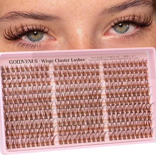 Brown Lash Clusters Natural For Soft Glam 300Pcs Wispy Lashes Cluster Eyelash Cluster Extensions C Curve Individual Lashes DIY Lash Extension Waterproof & Long - Lasting (10-16mm) - Image 1