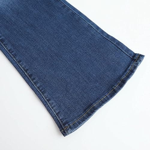 THUNDER STAR Womens Stretchy Mid Rise Flare Jeans Distressed Denim Bell Bottom Pants thumbnail 6