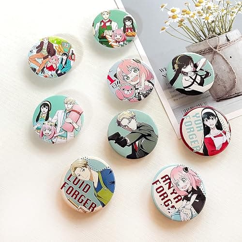 Punchi Cute Anime Button Pins (9 Pcs 1.73 inch) Cute Spy Anime Merch Party Supplies Cosplay School Backpack Bag Accessories Gift for Teens thumbnail 7