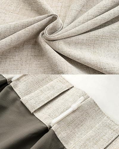 Gleantdeco Cream Curtains with Ruffle Tape, Opaque Thermal Curtain for Bedroom, Living Room, Window, Pleated Linen Look, Blackout Curtains, Set of 2, 245 cm Long, 101 cm Wide thumbnail 4