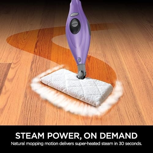 Shark Steam Pocket Mop with 2 Washable Double-sided Pads, Chemical-Free Cleaning, Swivel Steering, Lightweight, Steam Cleaner for sealed Hard Floors, Hardwood, Marble, Tile, Purple, S3501 - Steam Pocket Essentials thumbnail 2